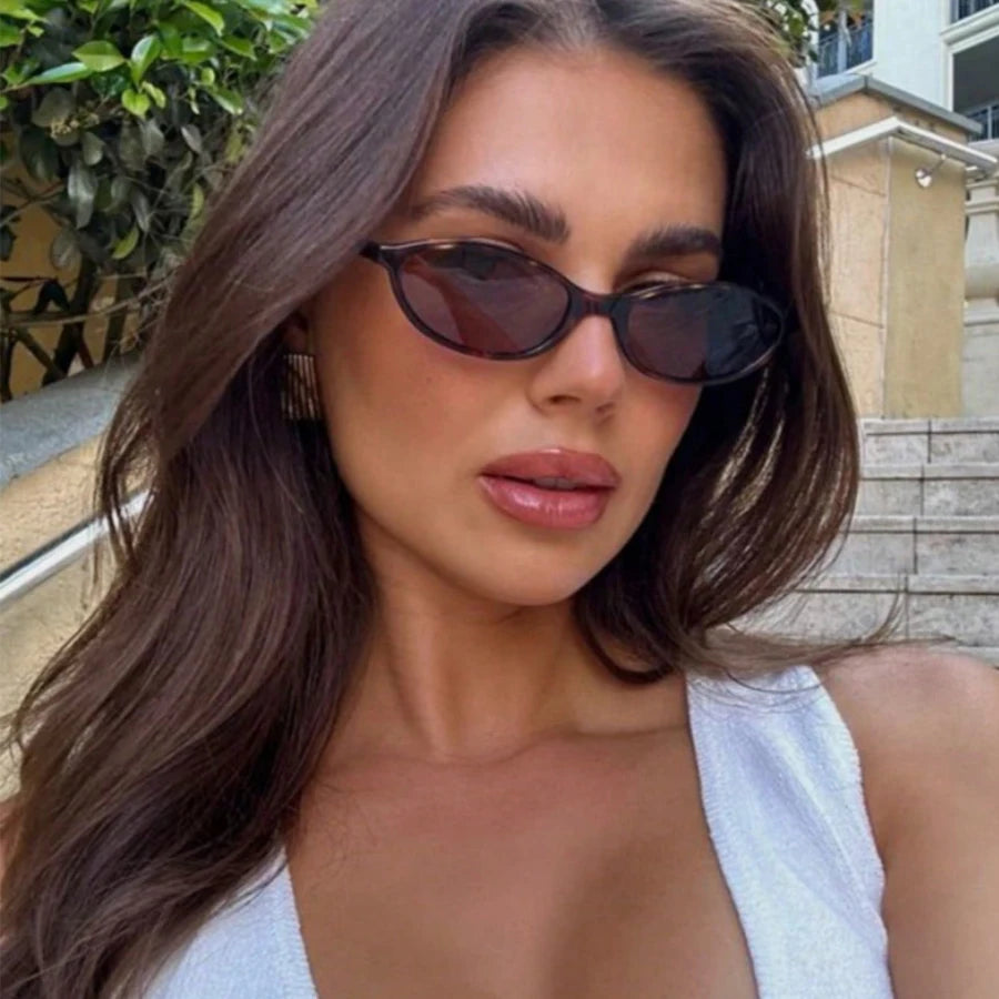 Retro Oval Cat Eye UV400 Sunglasses for Women – Trendy Small Frame Punk Sun Protection Shades