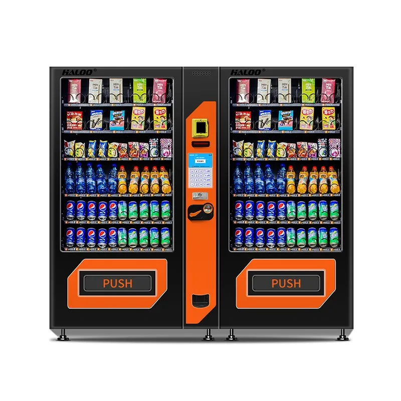 Big Capacity Snacks & Drinks Vending Machine with Refrigerator, QR Code & Coin Changer
