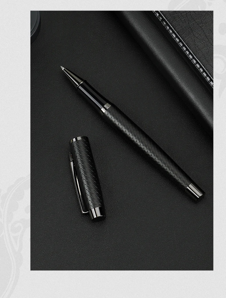 BAOKE T18/T19/T20 Black & Grey Fountain Pen Gift Set with Ink Bottle and 6 Cartridges – Stainless Steel Nib Metal Office Pen