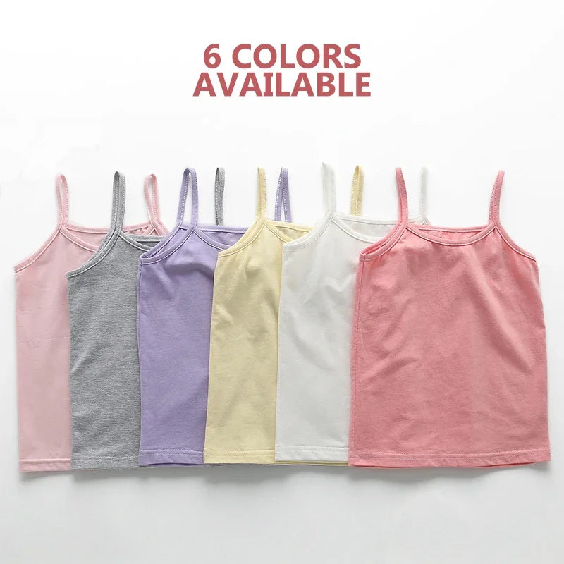 Cotton Girls Tank Top – Breathable Kids Camisole, Solid Color Sleeveless Vest for Ages 3-8