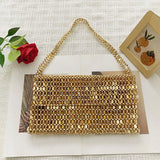 Retro Silver Sequin Metal Handwoven Shoulder Bag – High-End Women’s Square Handbag thumbnail 15