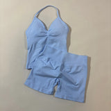 Women’s Seamless Yoga Gym Set – Backless Tank Top & High Waist Scrunch Shorts (2PCS) thumbnail 43