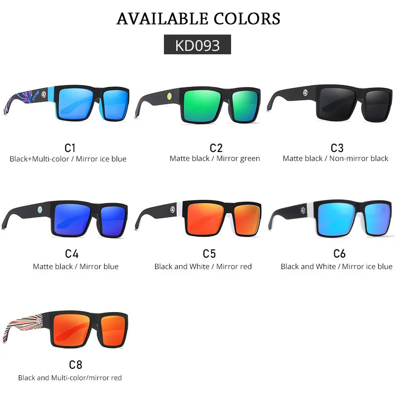 KDEAM Classic Square Polarized Sports Sunglasses UV400 Windproof Outdoor Fishing Driving Shades for Men KD093