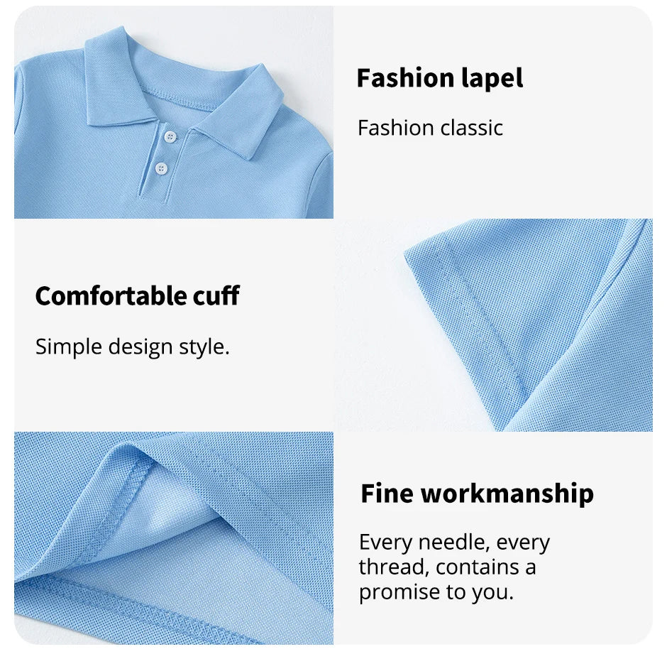 Children’s Short-Sleeved POLO Shirt – Boys & Girls Casual Solid Color T-Shirt, Comfortable Lapel Prince Style