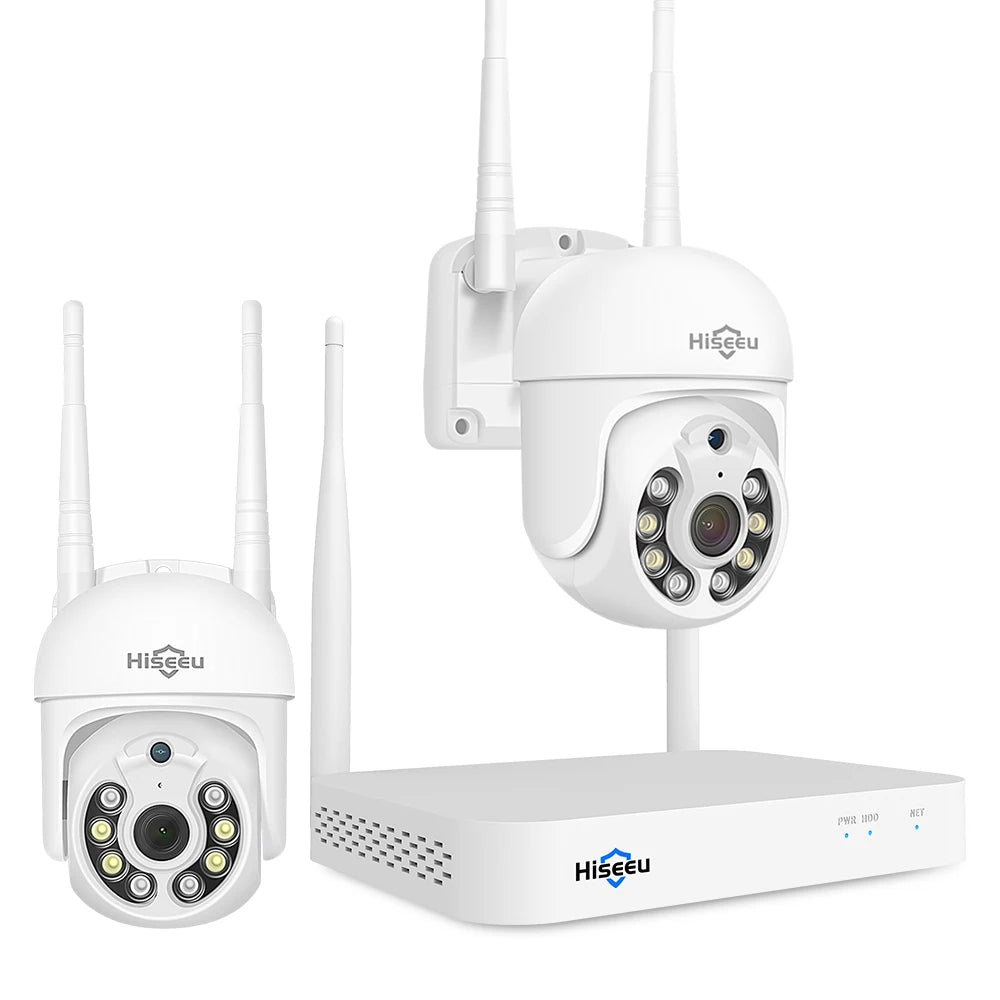Hiseeu 5MP WiFi CCTV PTZ Camera Security System Kit – 10CH NVR with AI Motion Tracking & Color Night Vision