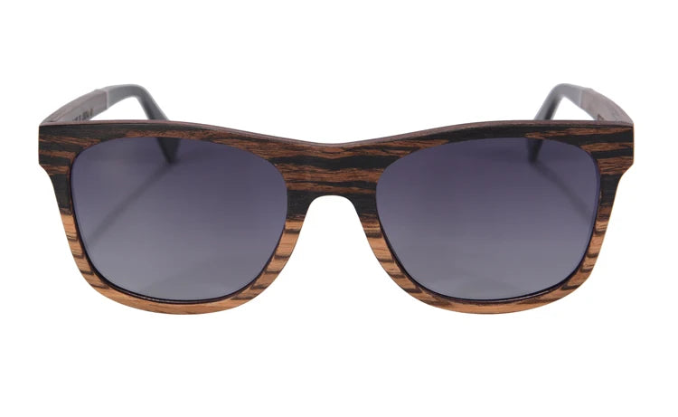 SHINU Handmade Natural Wood Polarized Sunglasses – Ebony, Zebra & Red Sandalwood UV400 Rectangle Frame for Men & Women