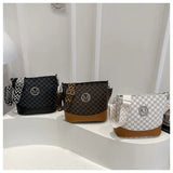 Retro M Letter Crossbody Handbag for Women – PU Leather Bucket Style Messenger Bag thumbnail 4
