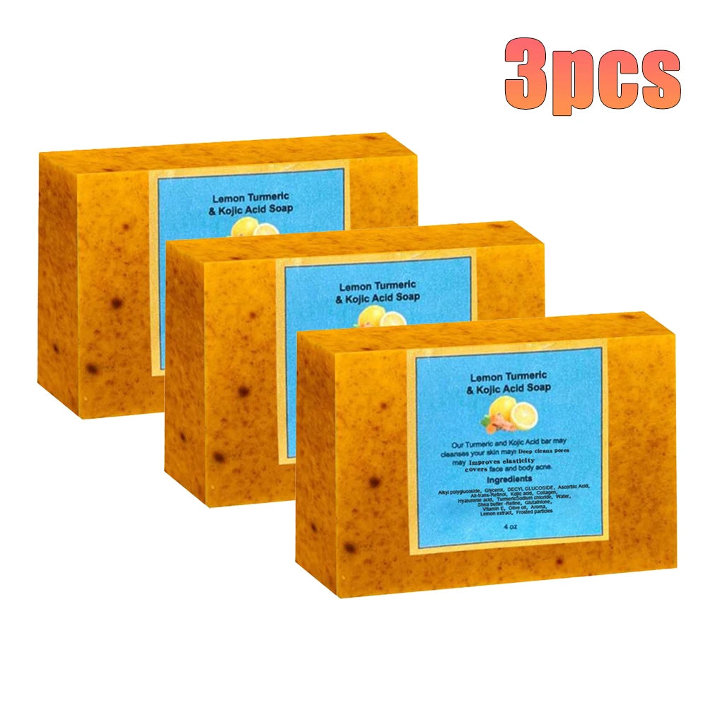 Organic Lemon Turmeric Kojic Acid Soap 100g – Brightening Facial Cleanser for Dark Spots