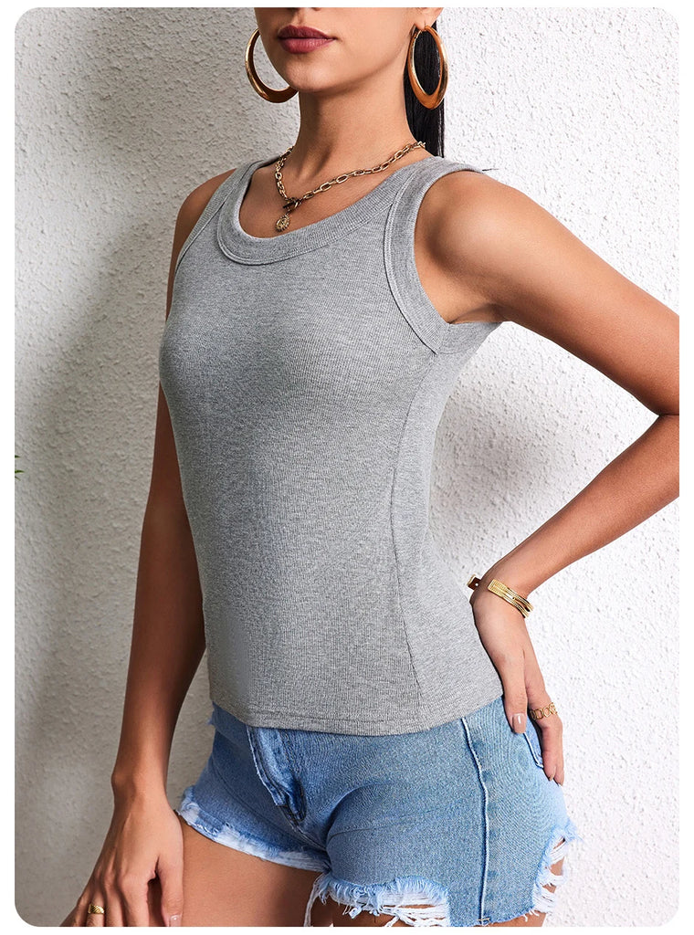 3-Piece Women’s Solid Color Knit Tank Top Vest Set