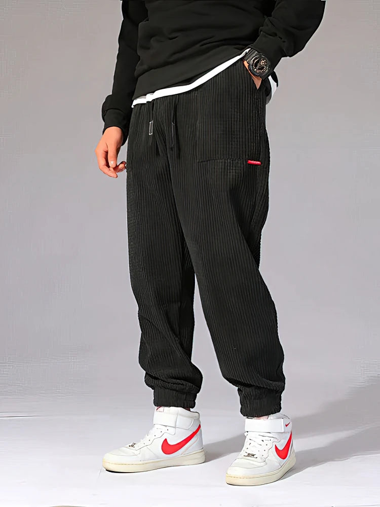 Men’s Corduroy Jogger Pants – Tech Fleece Harem Sweatpants, Casual High Street Trousers