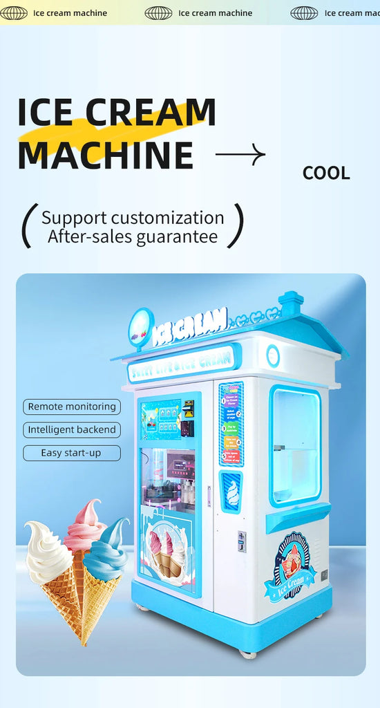 Commercial Outdoor Ice Cream Vending Robot – Fully Automatic Self-Service Soft Serve Dispenser