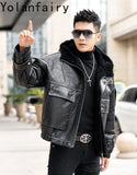 Men’s Natural Sheepskin Leather Jacket with Real Fur Hood – Winter Wool Lined Fur Coat thumbnail 21