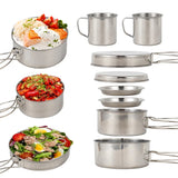 8PCS Stainless Steel Camping Cookware Mess Kit – Lightweight, Durable & Ready for Adventure thumbnail 2