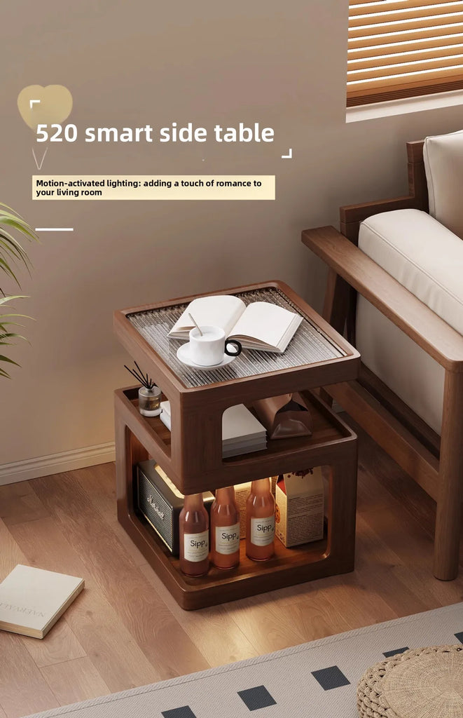 Solid Wood Bedside Table with Storage – Modern Minimalist Bedroom Side Table