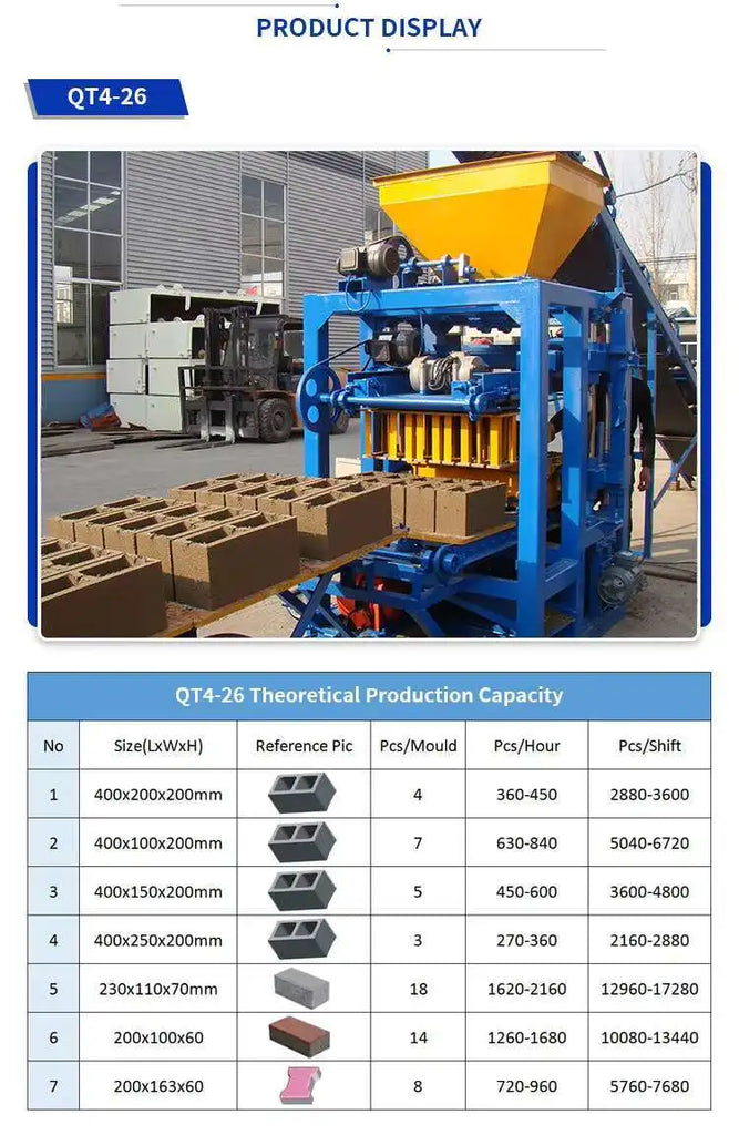 QT4-26 Semi Automatic Hydraulic Concrete Block Making Machine Hollow Cement Brick and Paver Moulding System