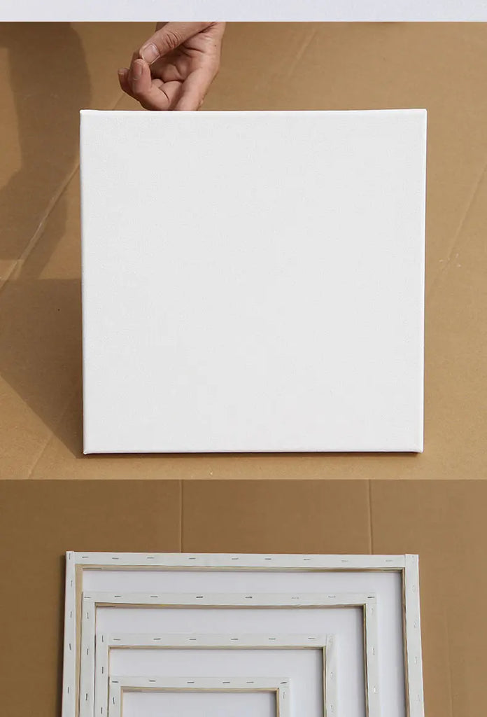 5pcs White Blank Square Artist Canvas Wooden Frame Cotton Boards for Oil, Acrylic & Watercolor Painting