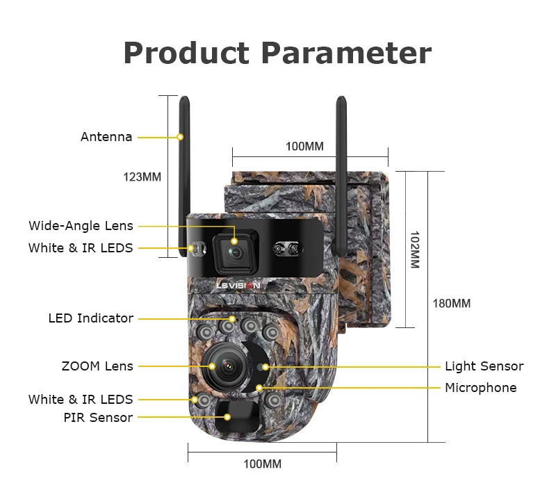 LS VISION Dual Lens Solar Security Camera – 4K WiFi/4G Wireless Outdoor Camera with Auto Tracking, 60X Zoom & Night Vision