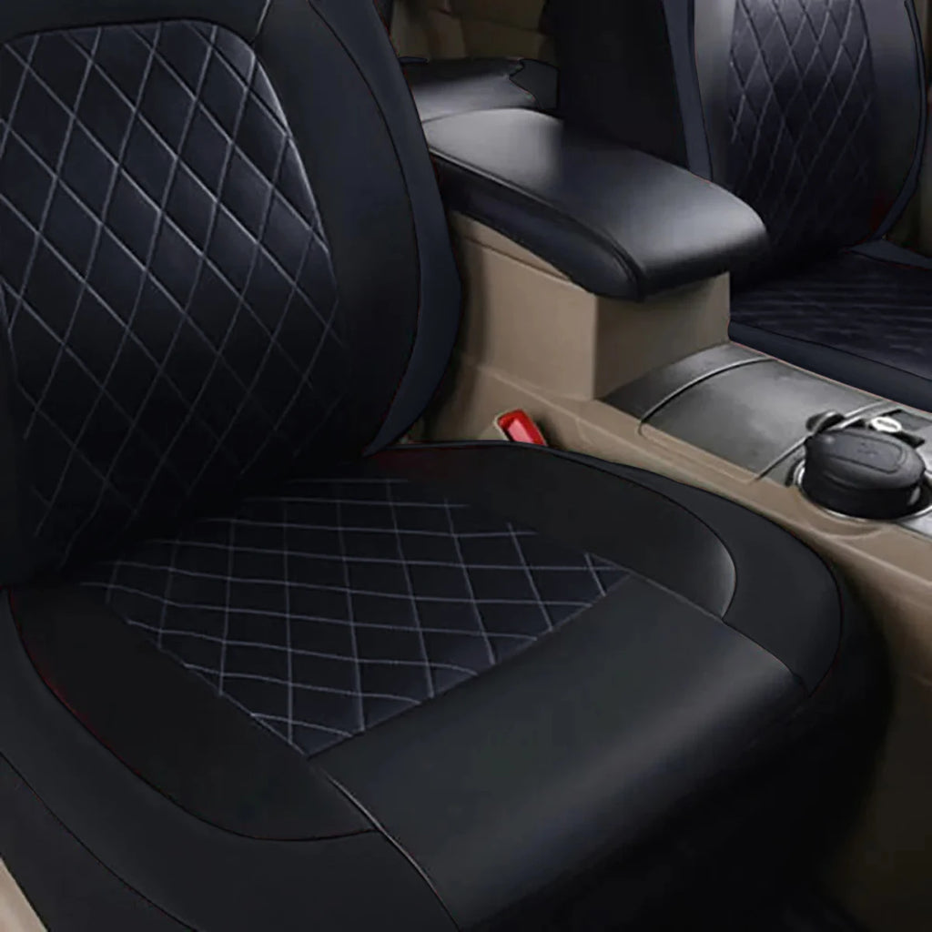All Season Quilted PU Leather Car Seat Cover Set – Full Surround Waterproof Universal Fit for Sedan, SUV & Pick-Up Truck