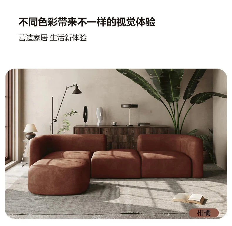 European Minimalist Luxury Living Room Sofa - Comfortable L-Shaped Velvet Sectional for Small Apartments