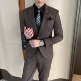 Men’s Modified Plaid Three-Piece Suit – Slim Fit England Style Vest & Trousers Set thumbnail 2