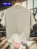 Men’s 100% Cotton Casual Letter Print T-Shirt – Loose Fit Short Sleeve Tee thumbnail 5