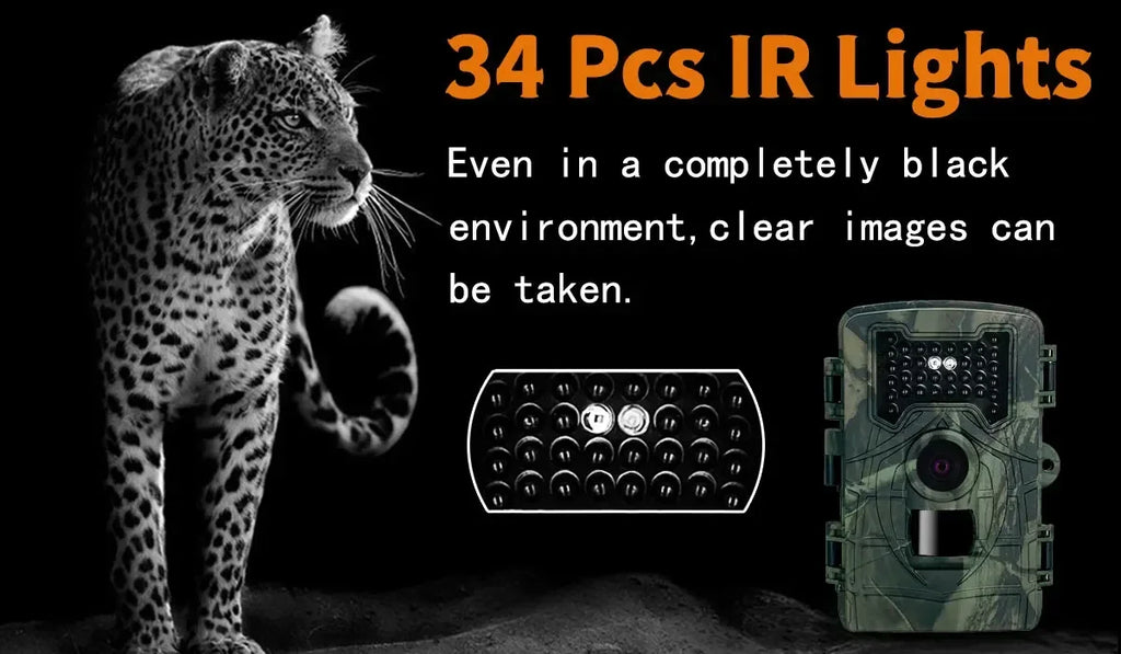 36MP Wildlife Hunting Camera with 1080P Video, 120° Wide Lens, 0.3s Trigger, Night Vision, IP66 Waterproof