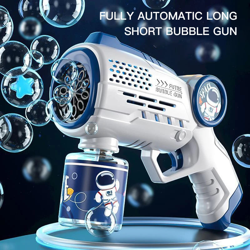 Porous Astronaut Electric Bubble Gun for Kids – Automatic Bubble Machine with Light, Summer Outdoor Party Toy