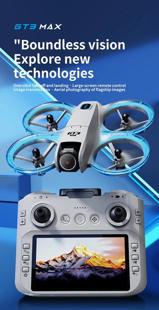 GT3 MAX 8K HD Mini Drone with 4.3" Remote Control – 360° Flip Quadcopter for Kids