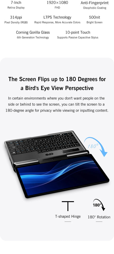 GPD MicroPC 2 – 7-Inch Mini Laptop with Intel® Core™ i3-N300/N250, 16GB RAM & 512GB SSD – Ultra-Portable Windows 11 Pocket Computer