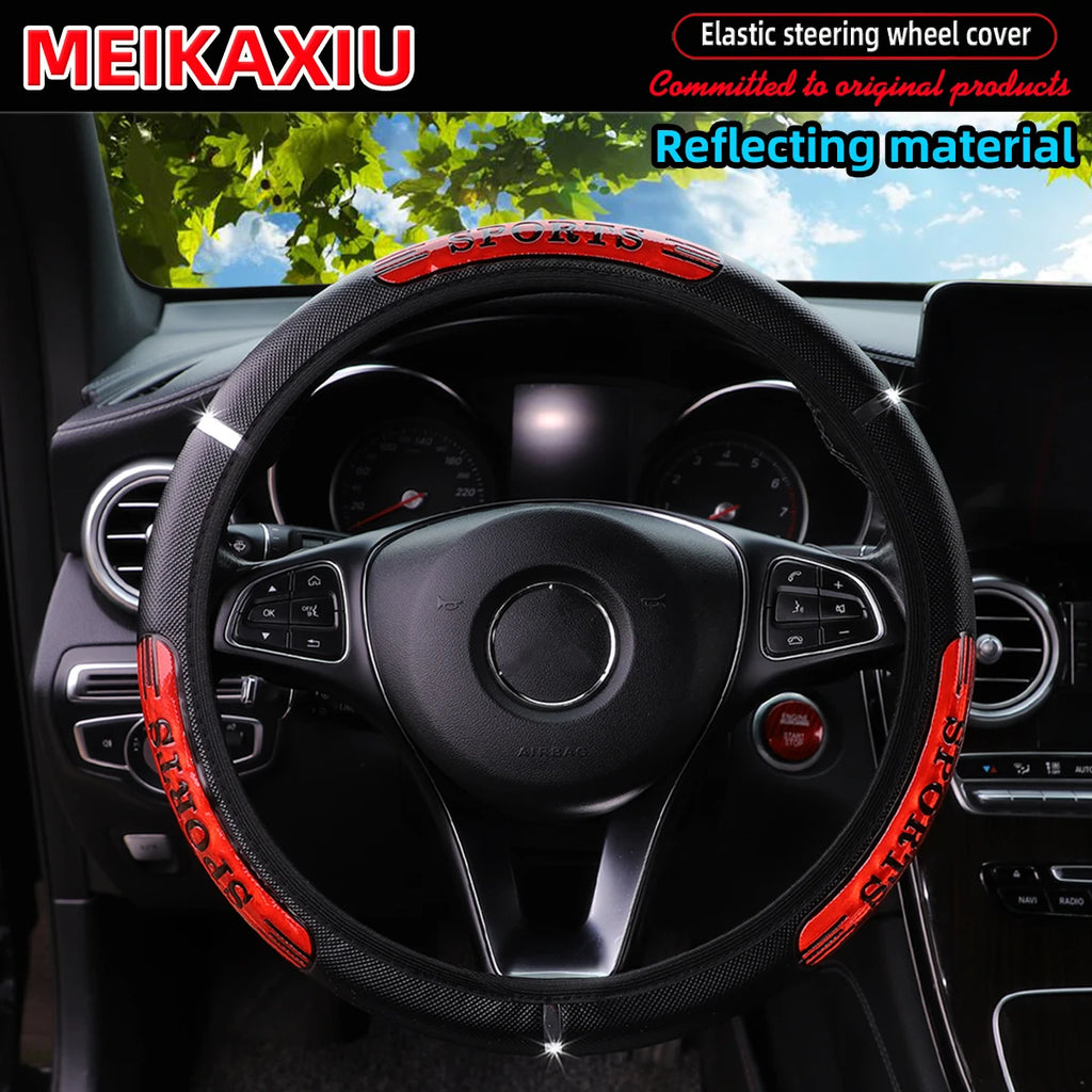 MEIKAXIU Reflective Dynamic Imitation Metal Strip Car Steering Wheel Cover – No Inner Ring Design