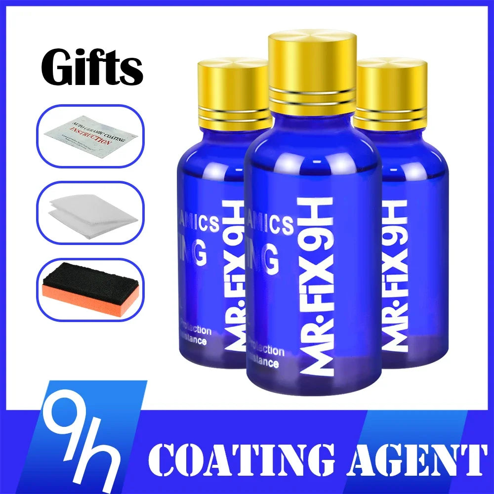 3PCS 9H Car Liquid Ceramic Coat Super Hydrophobic Glass Coating Set – Polysiloxane Nano Materials for Cars