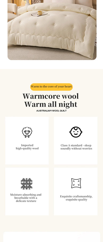 A-Class Australian Wool Quilt Thick Warm Winter Doona Four Season Quilted Quilt Core