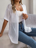 Casual Hollow Out Knitted Short Sleeve Cardigan for Women thumbnail 9