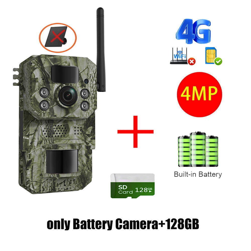 INQMEGA4G 2K 5MP PIR Motion Sensor Hunting Trail Camera with Night Vision & Solar Battery – IP66 Waterproof