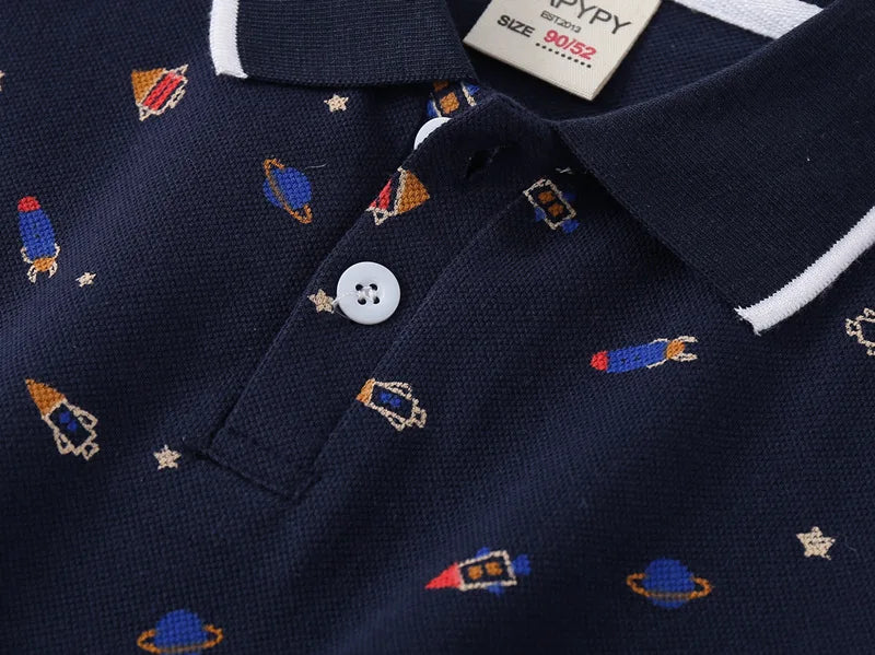 Fashion Kids Boys Polo Shirt – Luxury Stand Collar Summer Tee, Soft Breathable Cotton