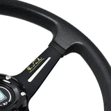 Universal 14 Inch Racing Steering Wheel Deep Dish PU Leather Drift Steering Wheel with ND Logo – Black thumbnail 3