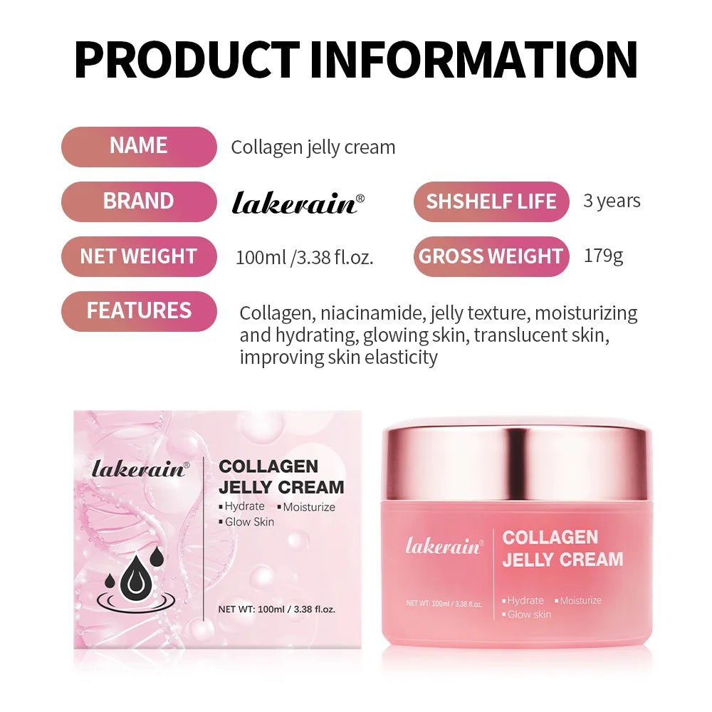 Moisturizing Collagen Jelly Cream with Niacinamide and Hydrolyzed Collagen 100ml Anti-Aging Firming Hydrating Face Cream