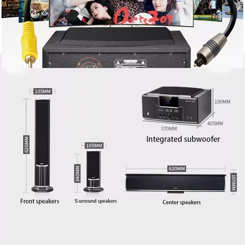 KYYSLB 5.1 Home Theater Sound System – Wireless 3D Surround Speakers for TV & Music