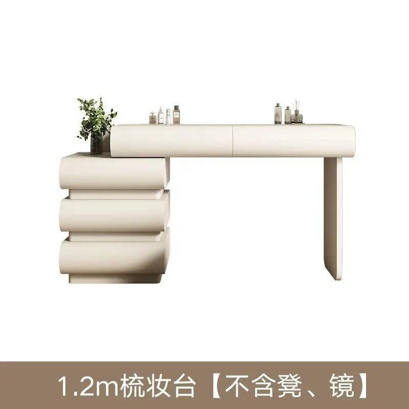 Mirror Drawers Vanity Table with Chair – Modern Bedroom Makeup Storage Organizer