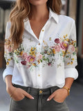 Women’s Floral Slim-Fit Long Sleeve Blouse – Soft Silk Blend Spring/Summer Shirt thumbnail 1