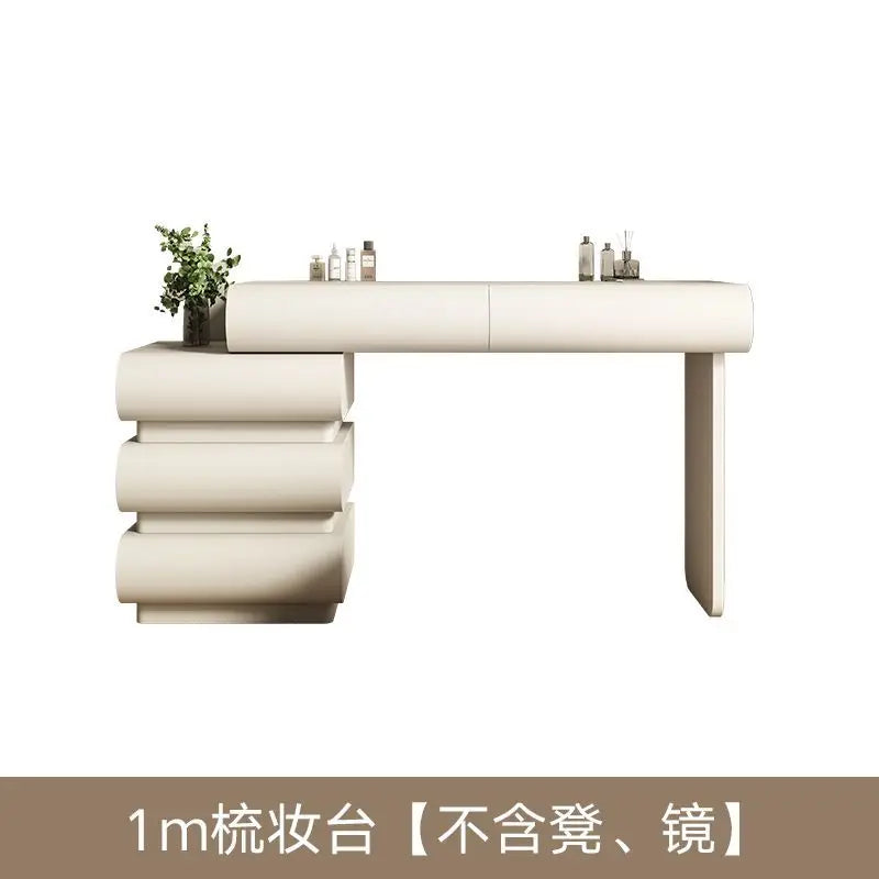 Mirror Drawers Vanity Table with Chair – Modern Bedroom Makeup Storage Organizer