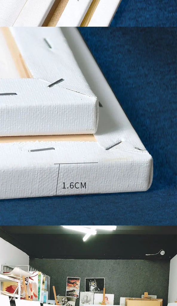 5pcs White Blank Square Artist Canvas Wooden Frame Cotton Boards for Oil, Acrylic & Watercolor Painting