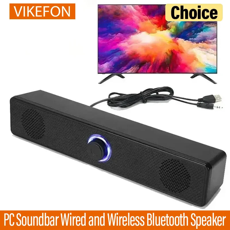 PC Soundbar Bluetooth Speaker – Wired & Wireless USB Powered for TV, PC, Laptop, Gaming, Home Theater