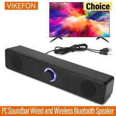 PC Soundbar Bluetooth Speaker – Wired & Wireless USB Powered for TV, PC, Laptop, Gaming, Home Theater