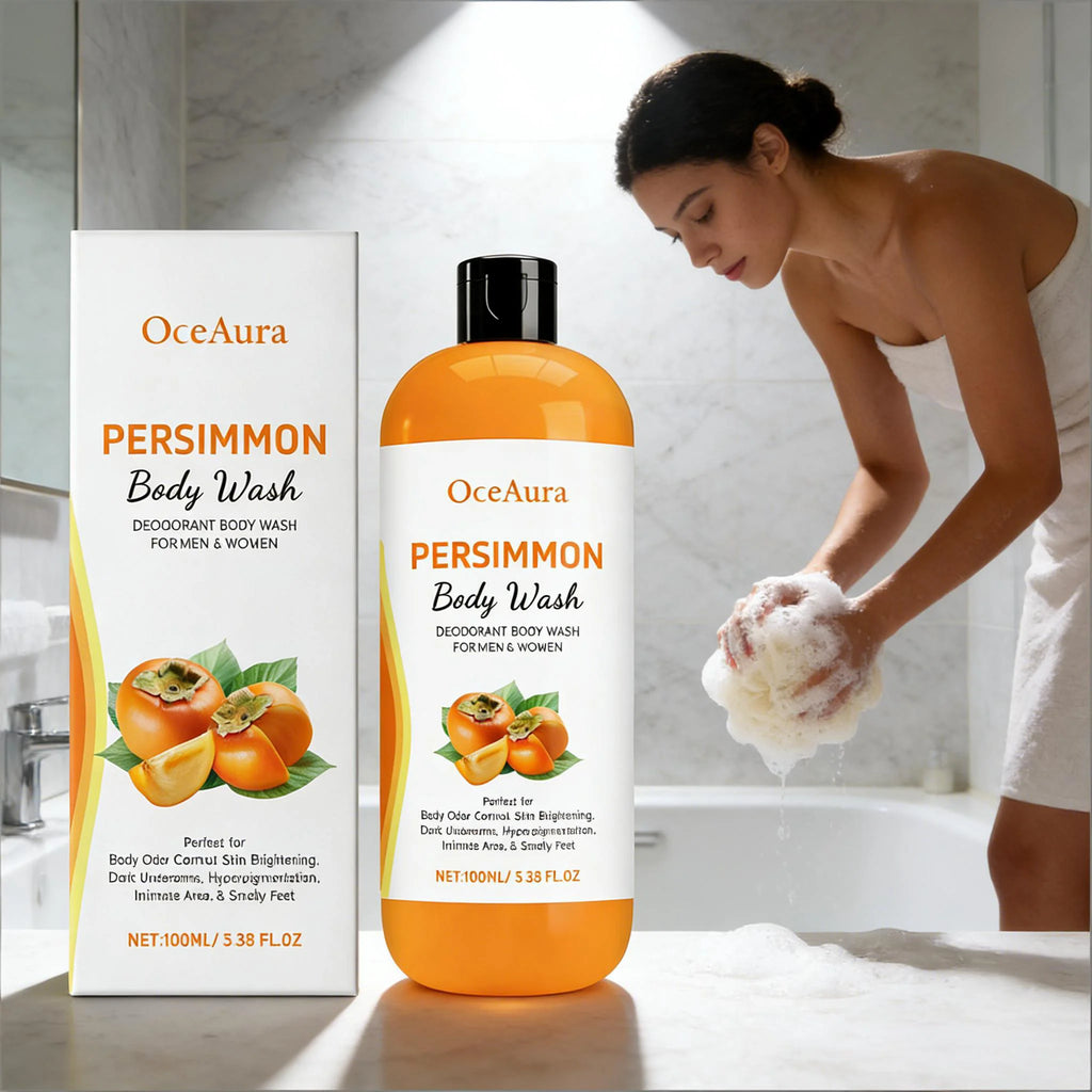OceAura Persimmon Body Wash Odor Control Exfoliating Shower Gel 100ml 200ml 300ml