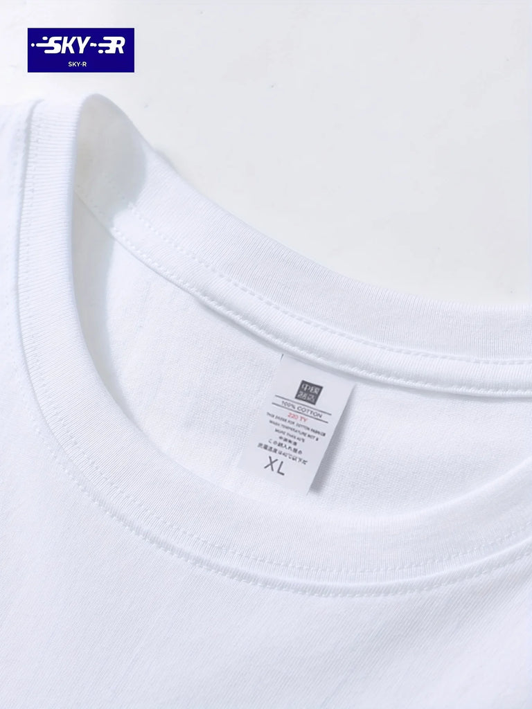 Men’s 100% Cotton Casual Letter Print T-Shirt – Loose Fit Short Sleeve Tee