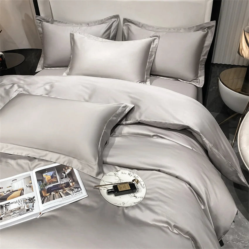 Luxury 100% Egyptian Cotton Bedding Set – Duvet Cover & Pillowcases, Soft Bed Linen for Double, Queen, King Size Beds