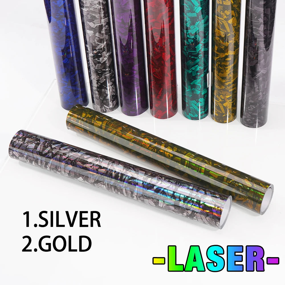 300cm High Gloss Forged Carbon Fiber Vinyl Wrap Film – Black, Gold, Silver, Red – 30/50cm Width PVC Car Hood Adhesive Sticker