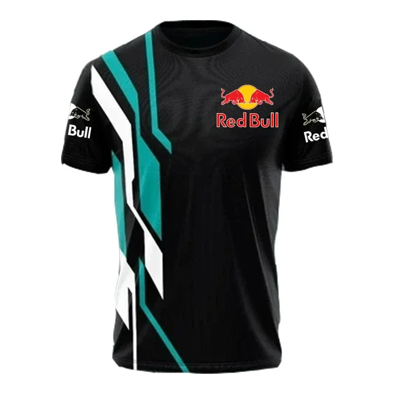 Red Bull Motorcycle Logo Print T-Shirt – Men’s Off-Road Racing Short Sleeve Tee