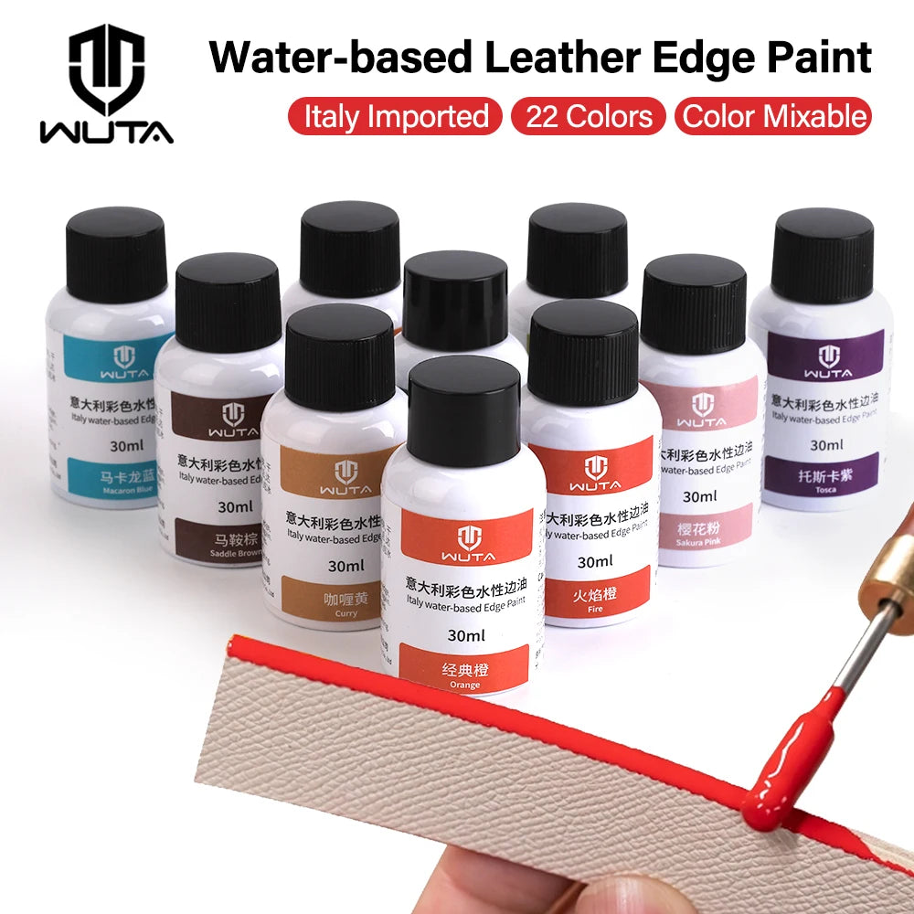 30ml Professional Leather Edge Paint – Italy Imported Water-Based Semi-Gloss Edge Oil, 22 Colors DIY Leather Finish